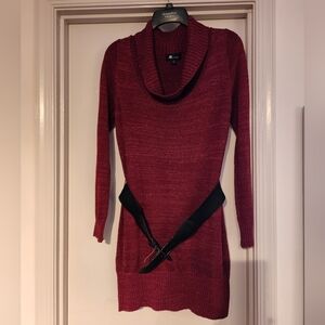 Knit cowl neck belted mini_tumic style dress size large ABStudio